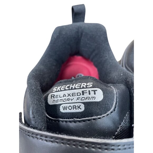 Skechers Work Wide Mens Black hook loop slip resistant sneakers Sz 10.5 SKU 9613 - Picture 10 of 16